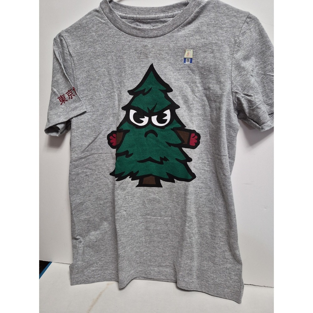 THE VICTORY YOUTH Size MEDIUM TREE LOGO Grey W Front Graphics New T-Shirt